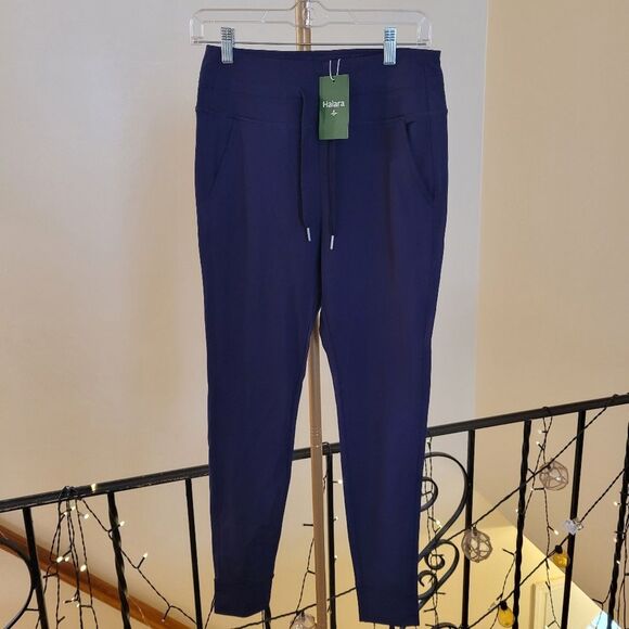 HALARA Softlyzero Plush High Waisted Drawstring Side Pocket Navy Blue Joggers - Picture 2 of 14